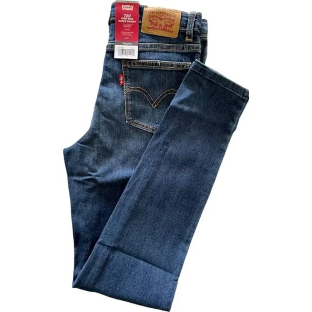 Levis 720 High Rise Super Skinny Jeans Kids Size 14 Blue NWT Adjustable Waist